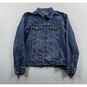 J.Crew Jacket Mens Medium Blue Denim Trucker Button Front Pockets Cotton Classic